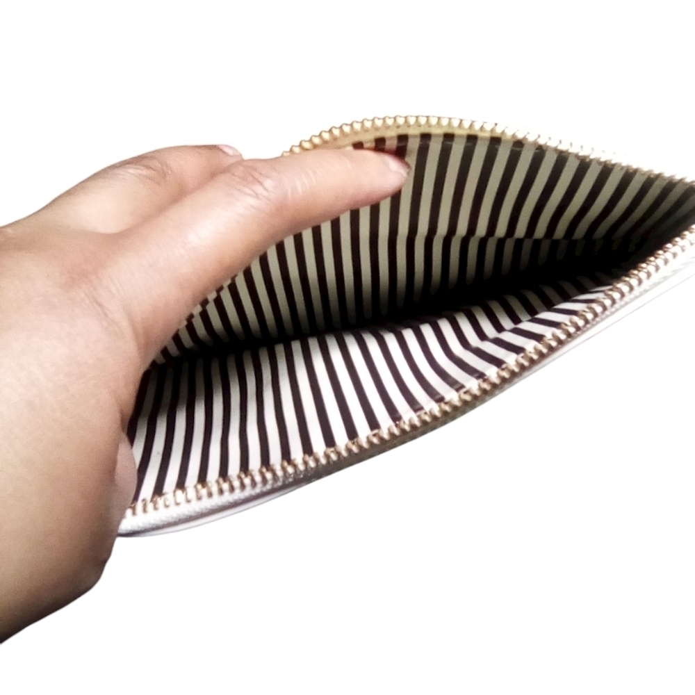 Kate Spade New York Gold Polka Dot Zip Pouch Clutch Bag 8 1/2 x 5 5/8 - Picture 4 of 6